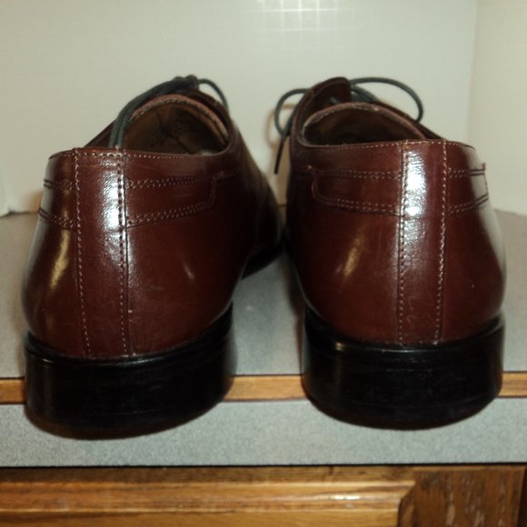 Stacy Adams Men's 12M Shoes Brown Leather Lace Up Dress Croc Oxford Square Toe - Picture 4 of 14